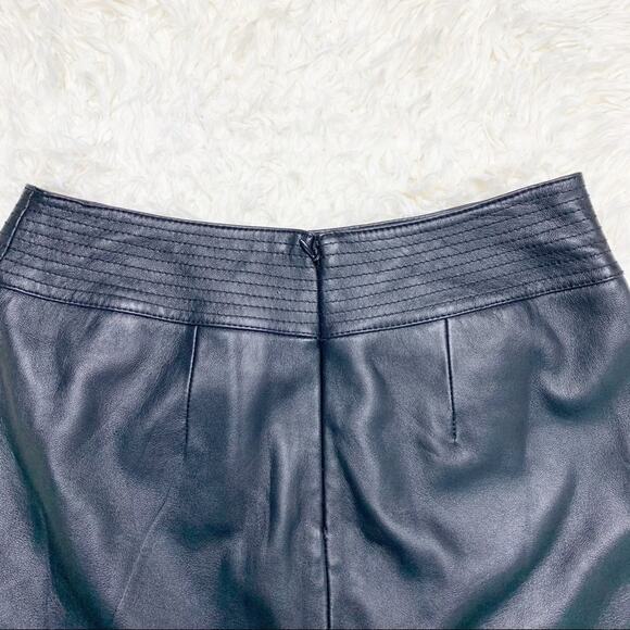 BOSTON DESIGN STUDIO Black Leather A-line Lined Skirt size 4 - Picture 4 of 9